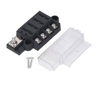 4 Way Blade Box, ATC ATO Holder Box with Insulated Transparent Cover, 32VDC 100A 1 in 4 Out Distribution Block for Automotive Electrical Circuits