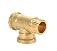 4 Ways Brass Pipe Fittings Equal Female Connector 1/8" 1/4" 3/8" BSP For Grease & Hydraulic System(Brown,1/4")