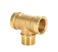 4 Ways Brass Pipe Fittings Equal Female Connector 1/8" 1/4" 3/8" BSP For Grease & Hydraulic System(Tan,1/2")