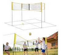 4-Wege-Volleyball-Spielset, 4-eckiges Badminton-Netz für Gartenspiele, 4-Volleyball-Badminton-Spielnetz-Set für Pool, Schulhof, Hinterhof, Park