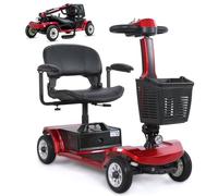 4 Wheel Mobility Scooter for Adults, 22 Miles Long Range & 418 lb Capacity, Folding Electric Power Wheelchair with Headlights & Storage Basket, Compact Travel Scooter(Red)