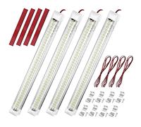 4 x 108 LED para iluminación interior, 12 V-80 V, barra LED con 4 cables de extensión e interruptor de encendido/apagado, lámpara de lectura LED para coche, caravana, autobús, caravana, barco, cocina,