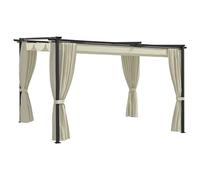 4 x 3 m Cream Outdoor Canopy Tent, Heavy Duty Steel Frame Patio Gazebo with 2 Sidewalls, UV Protection Shade Shelter for Party, Camping, Beach, Easy Pop Up Assembly