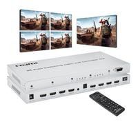 4 x 4 Audio Matrix Switch/Splitter, 4K Video Wall Controller, 4 HDMI in 4 HDMI Out Switcher, 3.5 mm Out Audio Swith EDID, Support IR Remote, Button Press, RS232, 4k@30HZ, 1080P 3D, HDCP, YUV 4:4:4 K