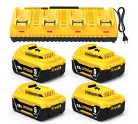 4 X 5,0 A de Repuesto para Dewalt batería 18 V y 1 X Cargador de 4 Puertos 10,8-20 V DCB104