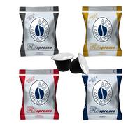 4 x 50 Cápsulas Borbone respresso degustación 50 negra, 50 azul y 50 roja, 50 oro, compatibles con Nespresso