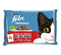 Felix Original Selección de Carnes Sobres en Gelatina para Gatos 4 x 85 gr