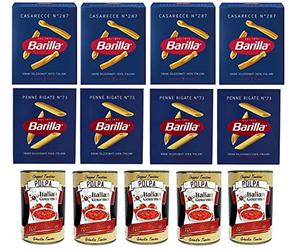 4 x Barilla Casareccia 500G + 4 x Barilla Penne Rigate e Italian Gourmet Polpa di pomodoro, pasta de tomate finamente picada, 5 x 400 g