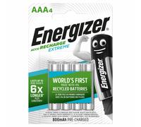 4 X Baterías Recargables Energizer AAA Accu Recharge Extreme NiMH 800mAh HR03