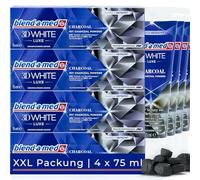 4 x Blend-a-med 3D White Charcoal 75 ml, menta fresca, con polvo de carbón