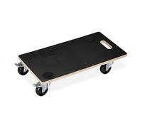 4 x carritos transportadores, 11.5x58x30 cm, Carga máxima 400 Kg, Ruedas con Volantes, 2 Ruedas con Frenos, Negro