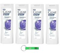 4 x Clear Shampoo Sport Riequilibrante Quotidiano - Champú anticaspa para cuero cabelludo seco 225 ml + llavero Beni Culinari gratis