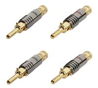 4 x Hicon HI-BM08-RED BLK conector banana con pinza extensible para cable Ø h...