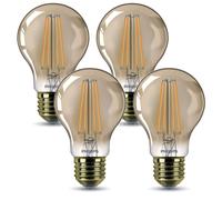 4 X Philips LED Filamento Forma A60 8W = 50W E27 Dorado Extra Cálido Regulable