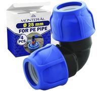 4 x Racor Ø25mm Codo 90° Polipropileno PP para Conectar Tubo Polietileno PE