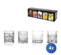 4 X Rcr Bicchiero Mixology De Vetro Sonoro Decorado Varias Capacidades