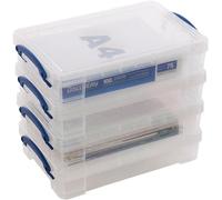 4 x Really Useful 4 L Cajas de almacenaje Caja de plástico con tapa transparente Heavy Duty