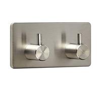 4 x SO-TECH® Gancho PANDORA Doble (90 x 45 x 29 mm) Acero Fino Inoxidable Autoadhesivo 3M para la Cocina y el Baño/Gancho de Pared