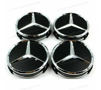 4 x Tapabujes centros de rueda llanta negros cromado para Mercedes Benz Amg 75mm