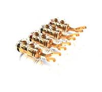 4 x Zapatas de cable Viablue TS 8mm chapado en oro 30225 conector de pala + h...