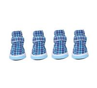 4 zapatos para perros de talla grande, zapatos para cachorros para exteriores, botas para perros medianos para suelos cálidos y paseos casuales al aire libre, deportes, azul (número 3 (14 x 2,9 cm)