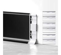 4 zócalos de aluminio impermeables - 125 cm de metal negro para zócalo para baño y cocina - Accesorios de moldeo Slish de 80 mm