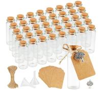 40×17ml Mini Botellas de Cristal con Tapas de Corcho con Etiquetas de Papel Kraft, Cuerda de Cáñamo, Embudo y Colgantes Metálicos en Forma de Árbol de la Vida, para Regalitos Boda, Fiesta, Especias