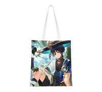 40.6 X 38.0 cm Canvas Totes Hand Shopping Bag With All Role's Print Genshin Impression For Daily Impact Shopping Shoulder Bag , Anemo-wanderer, 40.6 X 38.0 cm