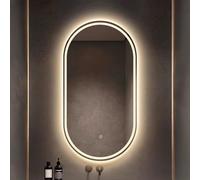 40*80cm Espejo De Baño Retroiluminado LED, Espejo De Pared Con Interruptor Táctil, Espejo De Pared Ovalado Iluminado, [un Solo Toque] + Luz De 3 Colores Ajustable + Ajuste De Brillo ( Color : B , Size