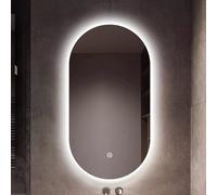 40*80cm Espejo De Baño Retroiluminado LED, Espejo De Pared Con Interruptor Táctil, Espejo De Pared Ovalado Iluminado, [un Solo Toque] + Luz De 3 Colores Ajustable + Ajuste De Brillo ( Color : A , Size