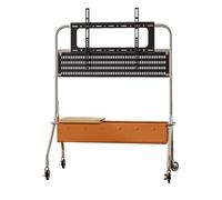 40-85 Inch Soporte TV con Ruedas Soporte para Monitor de Acero Inoxidable con Bandeja y Bolsa de Almacenamiento de PU Altura y Ángulo Ajustables Carro TV para Dormitorio, Salón(Brown)