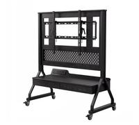 40-85 Pulgadas Pie para TV con Ruedas Soporte para Monitor de Madera Maciza con Toma de Corriente, Cajones Dobles y Tablero Perforado Altura y Ángulo Ajustables para Dormitorio, Salón(Yellow)