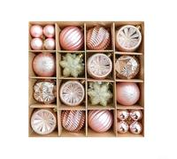 40 adornos de bolas de Navidad para decoraciones de fiestas navideñas, plástico ligero, colores vibrantes para decoración de árbol y eventos (oro rosa)