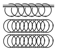 40 anillas abiertas para cortinas, redondas, clips de metal para barra de cortina, 50 mm, metal, negro, para cortinas de ducha, dormitorio, baño, restaurante