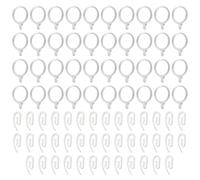 40 Anillos De Cortina Y 40 Ganchos De Cortina, Anillos De Plástico Blancos De 40 Mm, Anillos De Barra De Cortina, Anillos De Cortina De Ducha, Canto por Diapositivas Y Ganchos.