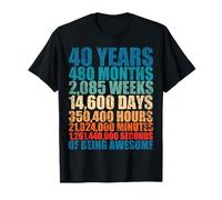 40 años 480 meses Semanas Días de ser impresionante Retro Camiseta