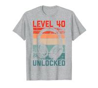 40 Años Cumpleaños Hombres Gamer Level 40 Unlocked Joven Camiseta, Hombre, Gris Jaspeado, L