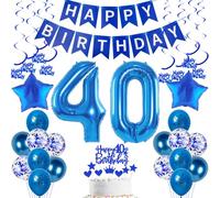 40 Años Decoracion Cumpleaños, azules Globos 40 Cumpleaños Hombre, Decoracion Fiesta azul 40 Años Globos cumpleaños con Pancarta Feliz para Hombre cumpleaño 40 Años Decoracione 40 Hombre Cumpleaños