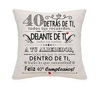 40 Años Mujeres Hombres Cumpleaños Regalo Detrás de ti Todos Tus Recuerdos Inspirador 40 Cumpleaños Regalo Funda de Cojín para Mamá Papá Hermana Hermano Amiga Esposa Tía Tío Feliz Cumpleaños(40)