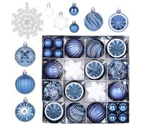 40 Bolas de Navidad Azules: Bolas Arbol de Navidad 6 cm/3 cm, Adornos Para árbol de Navidad con Ganchos, Para Decorar bodas, fiestas y otras ocasiones