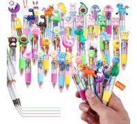 40 bolígrafos retráctiles, 4 en 1 con diseño de animales, 0,7 mm, multicolor, mini multicolor, bolígrafos retráctiles para oficina, escuela, suministros escolares, regalo para niños