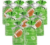 40 bolsas de fútbol para caramelos deportivos de rugby, bolsas de regalo de golosinas de caramelo, bolsas de regalo de plástico con cordón para ideas temáticas de fútbol de rugby, suministros de decoración para niños (2 estilos, verde)