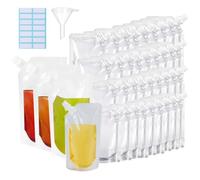 40 bolsas de plástico transparente de 100 a 500 ml para viajes, bolsas de plástico selladas, almacenamiento de jugos, bolsa de bebidas, herramientas portátiles gratuitas (tipo A)