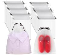 40 bolsas de zapatos para viajes, 50 x 40 cm + 40 x 30 cm, bolsa de almacenamiento de viaje transparente grande esencial para vacaciones, artículos esenciales de crucero, embalaje portátil con cordón