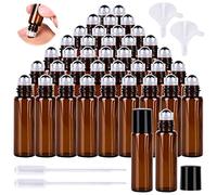 40 botellas de rodillo de aceites esenciales, botellas de rodillo de cristal 5 ml vacías con bolas, recargables Roll-on Botellas de cristal pequeñas para aceites esenciales, aromaterapia