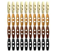 40 Botones de Cuerno de Lana y Madera en Forma de Oliva - Doble Agujero, de Repuesto para Chaqueta, para Coser (4 Colores)