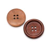 40 botones de madera natural de 20 mm, hechos a mano, botones redondos de madera, 4 agujeros, para manualidades, manualidades, punto, ropa, abrigo, sombreros, bolsos, marrón rojizo B