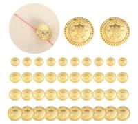 40 botones dorados de latón para blazer, pequeños pines de metal dorado vintage decorativos para ropa, traje, abrigo, uniforme de chaqueta, manualidades (15/18/20/25 mm)