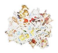 40 calcomanías de conejo, calcomanías coloridas de conejo, calcomanías de gatito, calcomanías de vinilo de liebre de acuarela para álbum, diario de viaje, álbumes de recortes