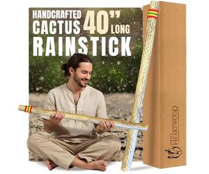 40 "Chile Cactus palo instrumento musical con hilo de color y sellador - auténtico lluvia Stick Shaker de África Heartwood proyecto (TM)